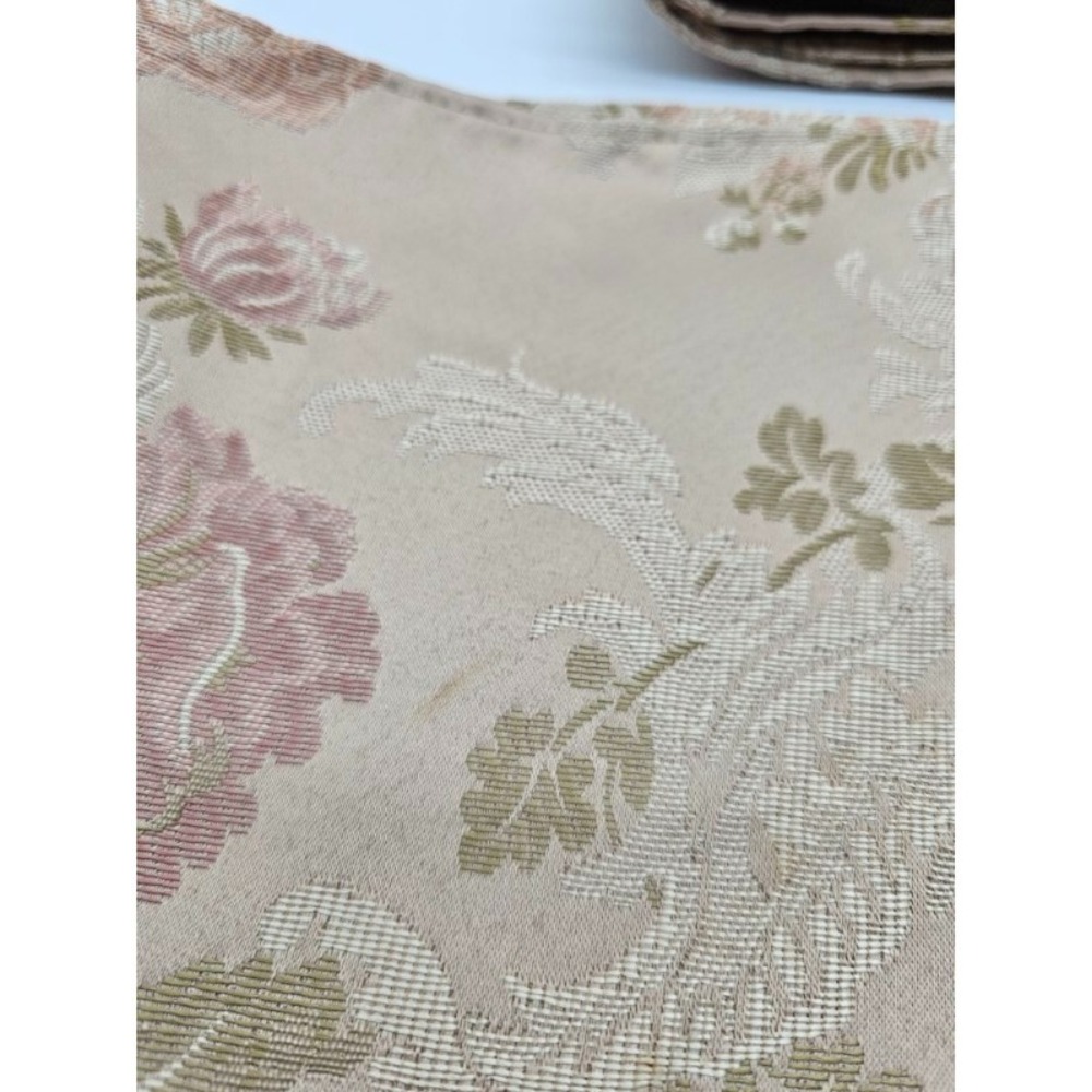 Vintage Dinner Napkin 4 Jacquard  Print Rings 4 Metal Round Beaded Iridescent - Picture 6 of 8